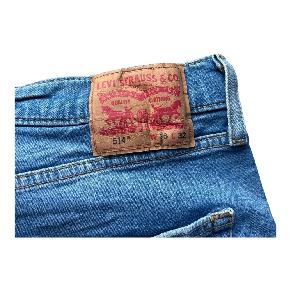 Blue Levi's 514 Jeans Mens 36x32 Mid Rise Cotton‎ Blend Straight